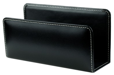 Briefständer CAMBRIDGE Top Grain Rindspaltleder mit heller Kontrastnaht schwarz